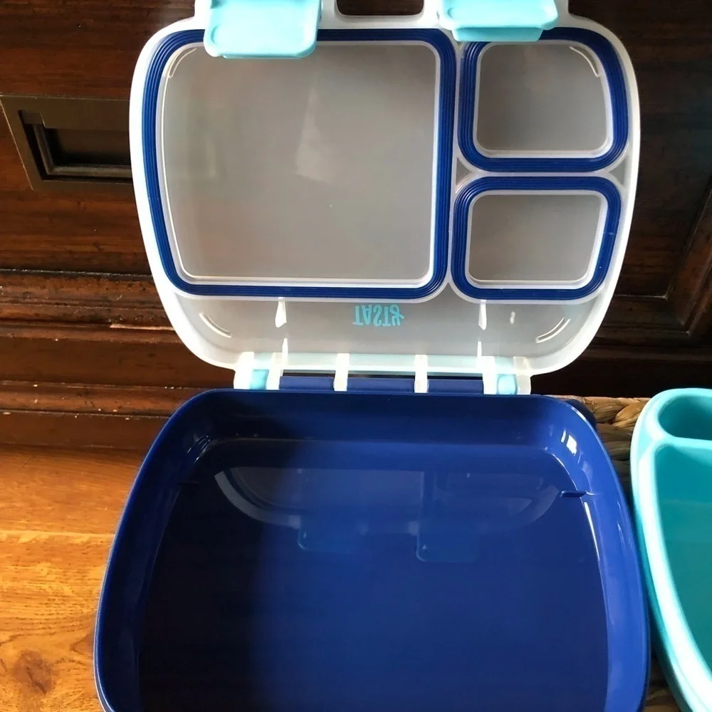 Blue & teal bento box with snap lid
